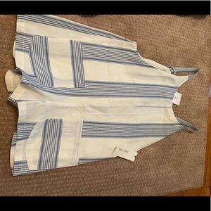 NWT denim-ish blue and white romper